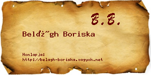 Belágh Boriska névjegykártya